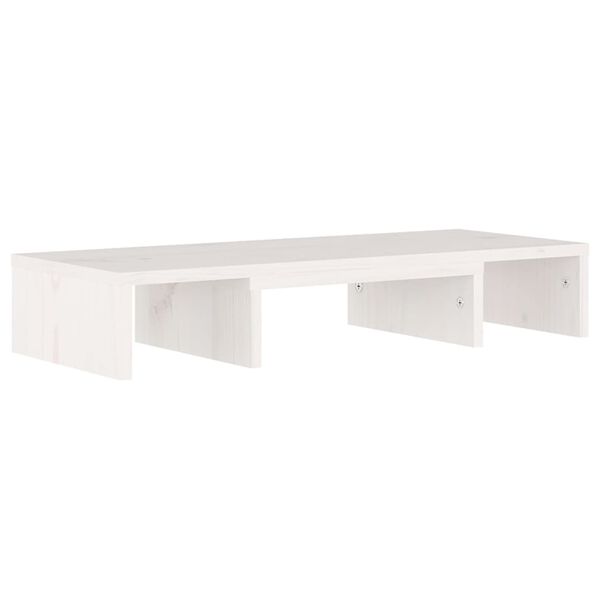 vidaXL Support de moniteur Blanc 60x24x10,5 cm Bois de pin solide