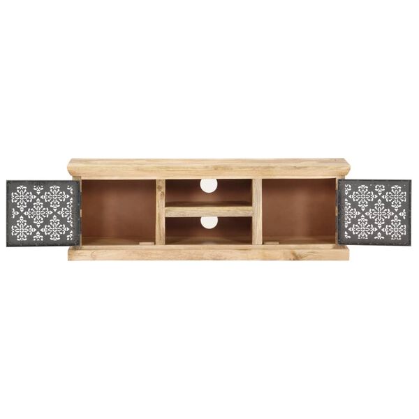 vidaXL Meuble TV avec portes en acier 120x30x40 cm Bois de manguier