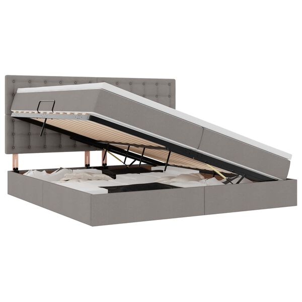 vidaXL Lit avec rangement et LED avec LED Taupe 200 x 200 cm Polyester