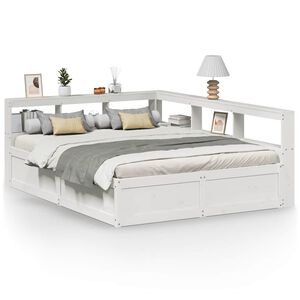 vidaXL Lit biblioth&egrave;que sans matelas blanc 160x200 cm bois pin massif