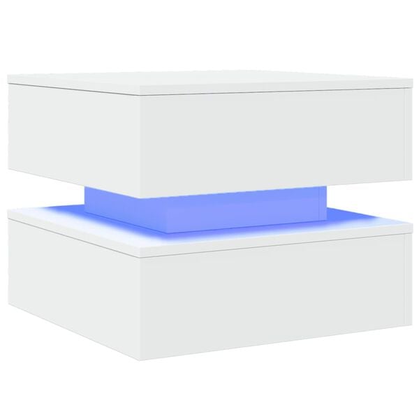 vidaXL Table basse avec lumi&egrave;res LED blanc 50x50x40 cm
