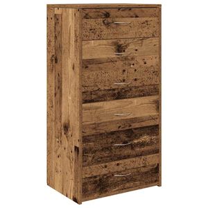 vidaXL Buffet avec 6 tiroirs vieux bois 50x34x96 cm bois d'ing&eacute;nierie