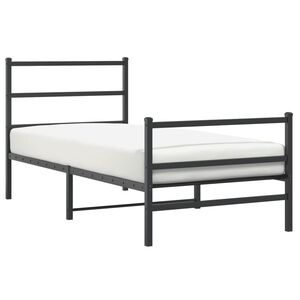 vidaXL Cadre de lit m&eacute;tal sans matelas avec pied de lit noir 90x190 cm