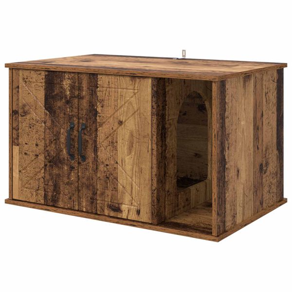 vidaXL Maison pour chat Bois ancien 85 x 55 x 50 cm Bois d'ing&eacute;nierie