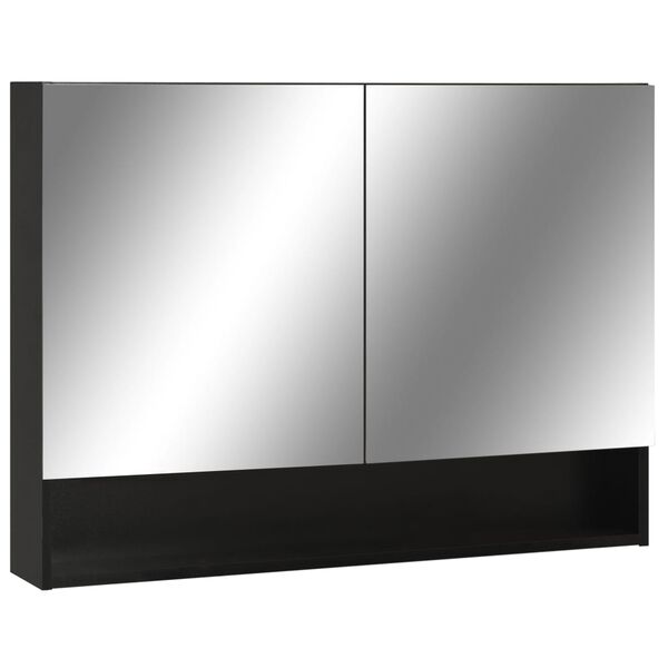 vidaXL Armoire &agrave; miroir de salle de bain LED Noir 80x15x60 cm MDF