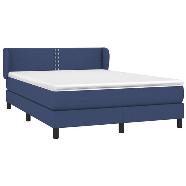 vidaXL Sommier &agrave; lattes de lit avec matelas Bleu 140x190 cm Tissu