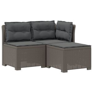 vidaXL Canap&eacute; de jardin 3 places avec coussins look rattan PP