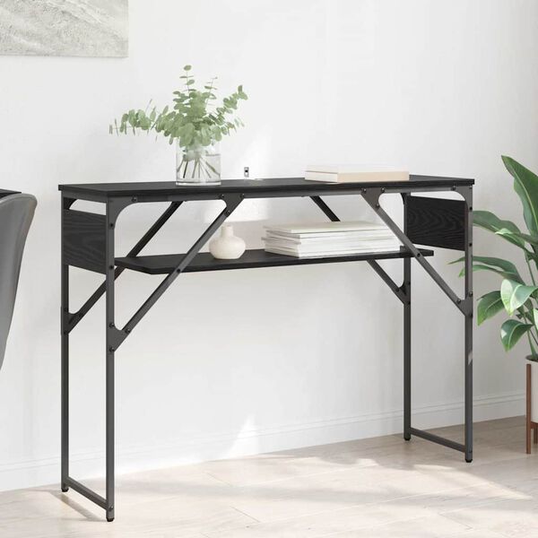 vidaXL TableConsole Ch&ecirc;ne noir 105x30x75cm Bois d'ing&eacute;nierie