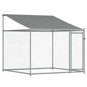 vidaXL Cage pour chien avec toit et porte gris 2x2x2 m acier galvanis&eacute;