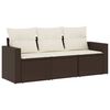 vidaXL Salon de jardin avec coussins 3 pcs marron r&eacute;sine tress&eacute;e