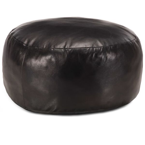 vidaXL Pouf 60 x 30 cm Noir Cuir véritable de chèvre