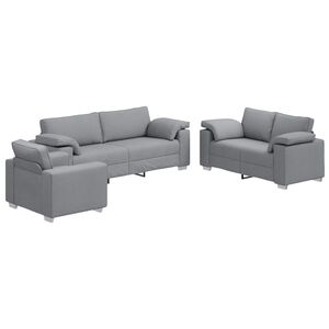vidaXL Canap&eacute; 3 pcs Gris clair 219 x 80 x 82 cm Tissu en lin m&eacute;lang&eacute;
