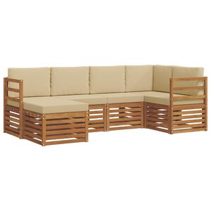 vidaXL Ensemble de canap&eacute; d'angle avec coussin 6 pcs Naturel et Beige