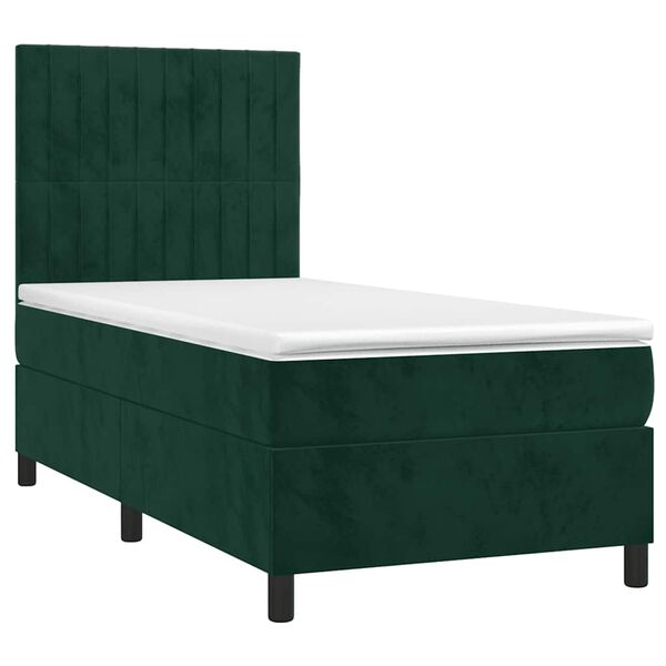 vidaXL Sommier &agrave; lattes de lit matelas LED Vert fonc&eacute; 80x200cm Velours
