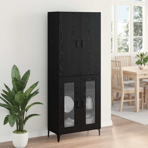 vidaXL Haut Armoire Ch&ecirc;ne noir 69,5 x 34 x 180 cm Bois d'ing&eacute;nierie