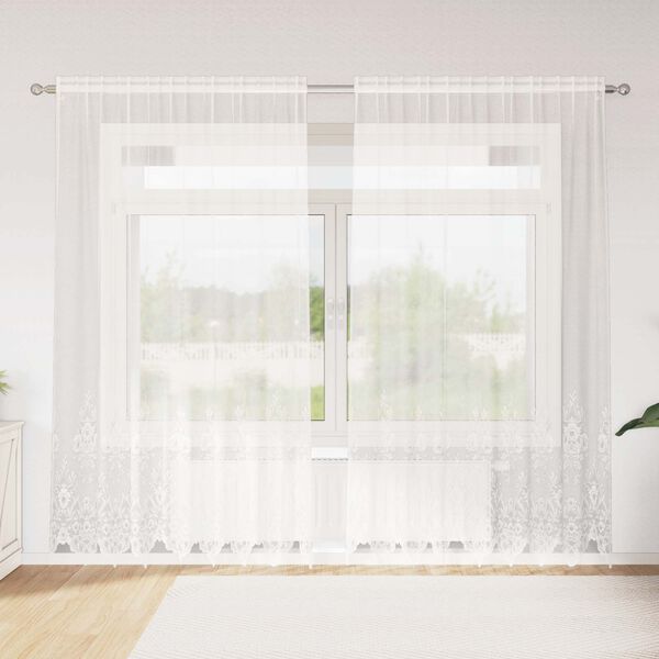 vidaXL Rideau en Dentelle Blanc 200 x 200 cm Polyester