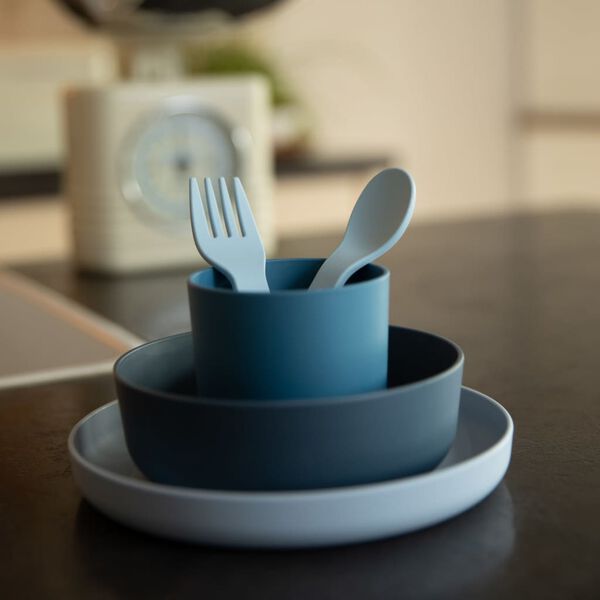 Bo Jungle Ensemble de vaisselle b&eacute;b&eacute; 5 pcs CPLA Bleu