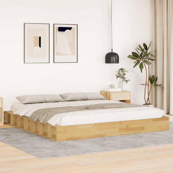vidaXL Cadre de lit sans matelas 180x200 cm bois massif de ch&ecirc;ne