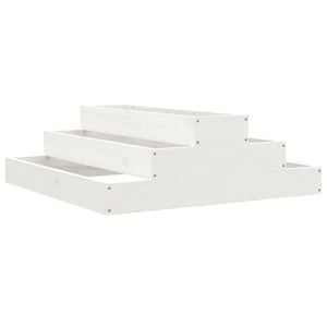 vidaXL Jardini&egrave;re Blanc 80x80x27 cm Bois massif de pin