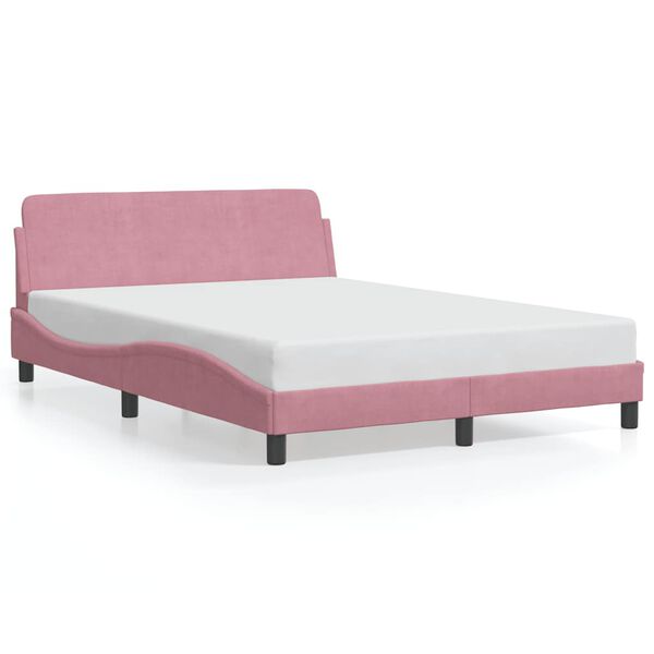 vidaXL Cadre de lit avec t&ecirc;te de lit Dover rose 120x200cm velours