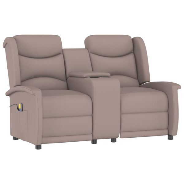 vidaXL Fauteuil de massage inclinable porte-gobelet 2 places taupe