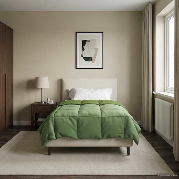 vidaXL Duvet d'hiver Matelass&eacute; Vert 155 x 200 cm Microfibre