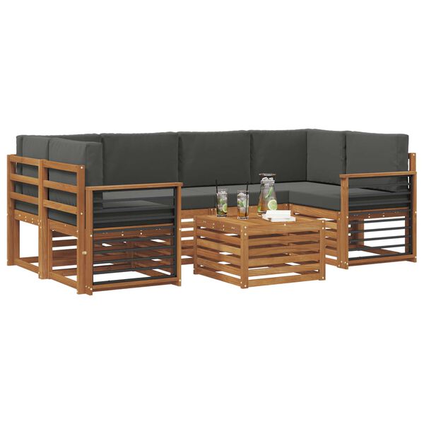 vidaXL Ensemble de canap&eacute;s d'ext&eacute;rieur 7 pcs Naturel et Anthracite