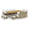 vidaXL Ensemble &agrave; manger de jardin coussins 13pcs R&eacute;sine tress&eacute;e Beige