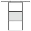 vidaXL Porte coulissante kit de quincaillerie tremp&eacute; verre aluminium