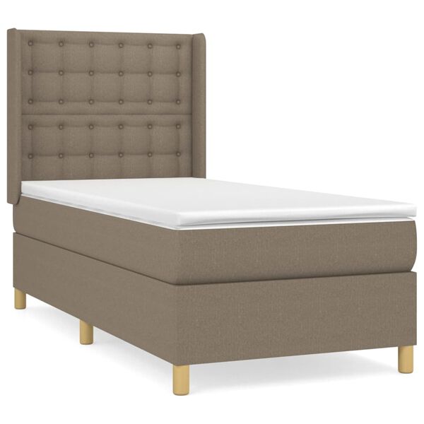 vidaXL Sommier &agrave; lattes de lit avec matelas Taupe 100x200 cm Tissu