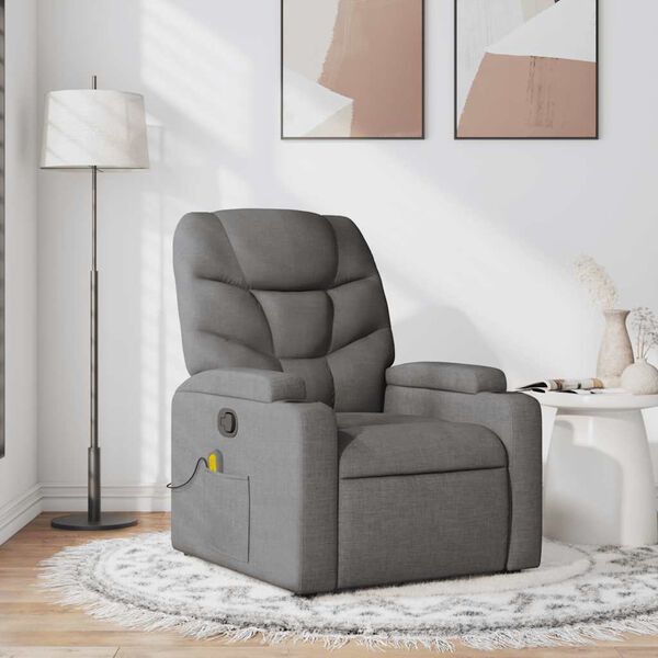 vidaXL Fauteuil de massage inclinable Gris fonc&eacute; Tissu
