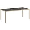 vidaXL Table de jardin Beige 190x90x75 cm Verre tremp&eacute;/r&eacute;sine tress&eacute;e