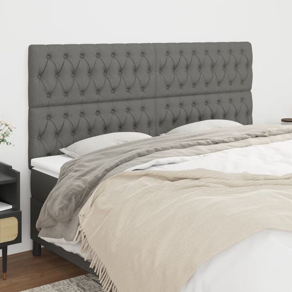 vidaXL T&ecirc;te de lit Gris fonc&eacute; 200 x 7 x 118/128 cm Tissu