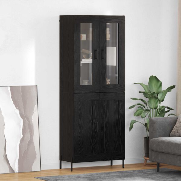 vidaXL Haut Armoire Ch&ecirc;ne noir 69,5 x 34 x 180 cm Bois d'ing&eacute;nierie
