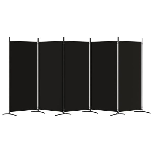 vidaXL Cloison de séparation 5 panneaux Noir 433x180 cm Tissu