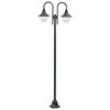 vidaXL Lampadaire de jardin E27 220cm Aluminium 2 lanternes Vert fonc&eacute;