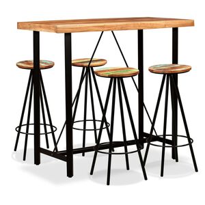 vidaXL Ensemble de bar 5 pcs Bois d'acacia massif et de r&eacute;cup&eacute;ration