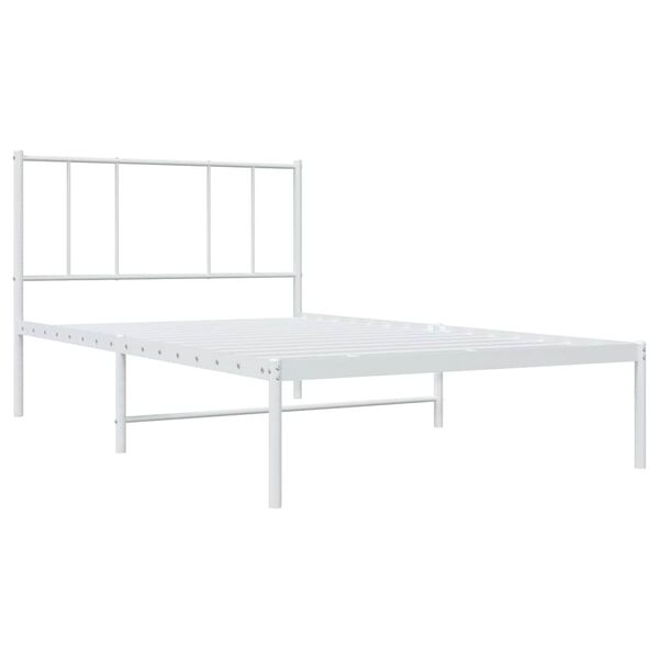 vidaXL Cadre de lit m&eacute;tal sans matelas avec t&ecirc;te de lit blanc 80x200cm