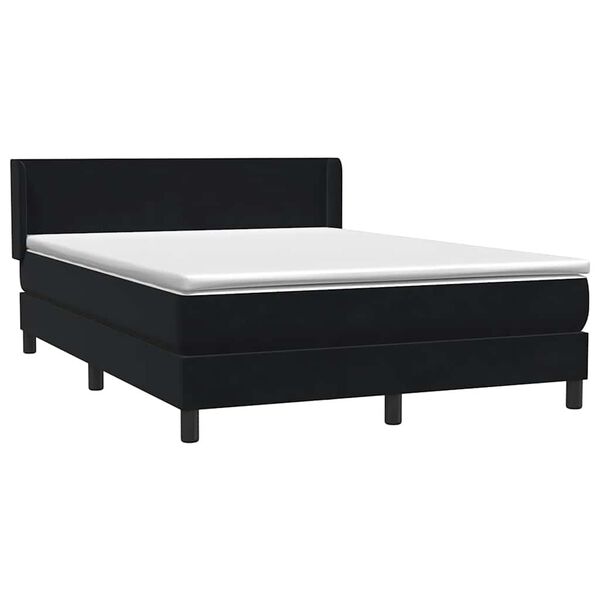 vidaXL Sommier &agrave; lattes de lit avec matelas noir 160x220 cm velours