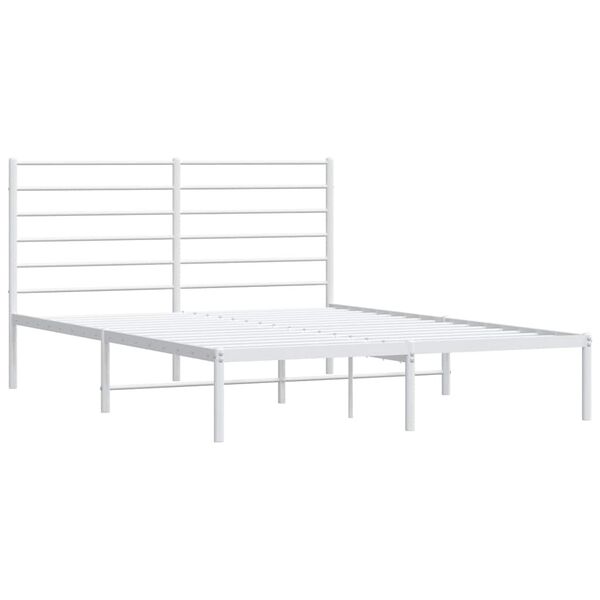 vidaXL Cadre de lit m&eacute;tal sans matelas et t&ecirc;te de lit blanc 140x190 cm