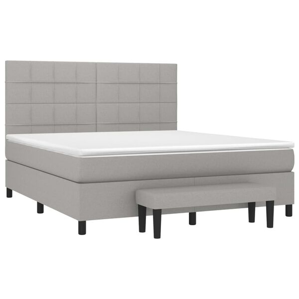 vidaXL Sommier &agrave; lattes de lit avec matelas Gris clair 180x200cm Tissu