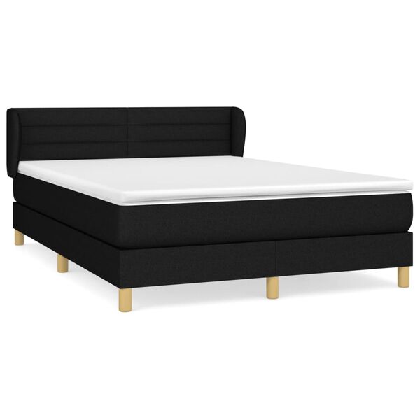 vidaXL Sommier &agrave; lattes de lit avec matelas Noir 140x190 cm Tissu