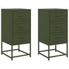 vidaXL Tables de chevet 2 pcs vert olive 36x39x78 cm acier