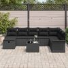 vidaXL Ensemble de canap&eacute; de jardin avec coussin 9 pcs Noir Poly rotin
