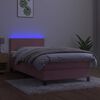 vidaXL Sommier &agrave; lattes de lit avec matelas LED Rose 90x200 cm Velours
