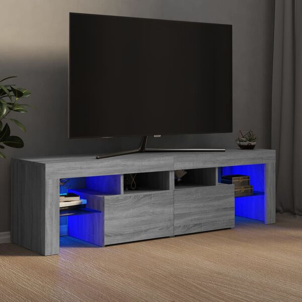 vidaXL Meuble TV avec lumi&egrave;res LED Sonoma gris 140x36,5x40 cm