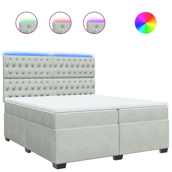 vidaXL Sommier &agrave; lattes de lit et matelas Gris clair 200x200cm Velours