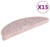 vidaXL Tapis d'escalier 15 pi&egrave;ces 56 x 17 x 3 cm Rose clair Demi-rond