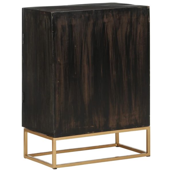 vidaXL Buffet Noir 55x34x75 cm Bois massif de manguier et fer