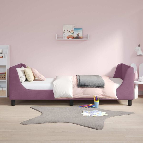 vidaXL Cadre de lit pour enfants avec t&ecirc;te de lit Violet 90 x 190 cm